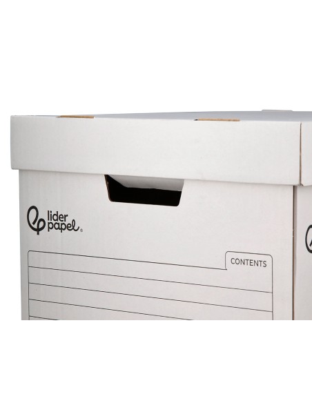 Cajon contenedor liderpapel carton automatico para 4 cajasarchivo def folio 5 archivadores a z 430x383x265mm