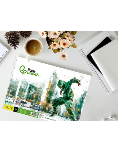 Bloc dibujo liderpapel artistico urban espiral 230x325mm 20 hojas 130g m2 sin recuadro perforado