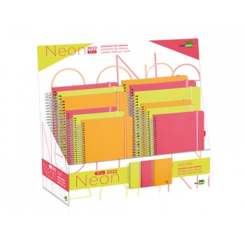 Agenda espiral liderpapel neon a5 y a6 2022 dia pagina colores surtidos papel 70 gr expositor 12 unidades