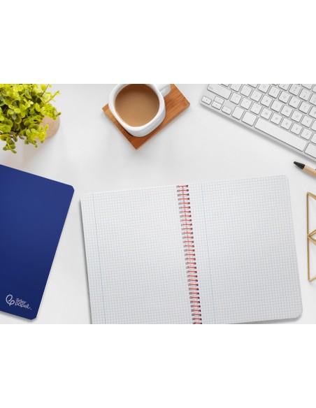 Cuaderno espiral liderpapel din a5 witty tapa dura 80h 90gr cuadro 4mm con margen color azul marino