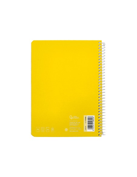 Cuaderno espiral liderpapel din a5 witty tapa dura 80h 90gr cuadro 4mm con margen color amarillo
