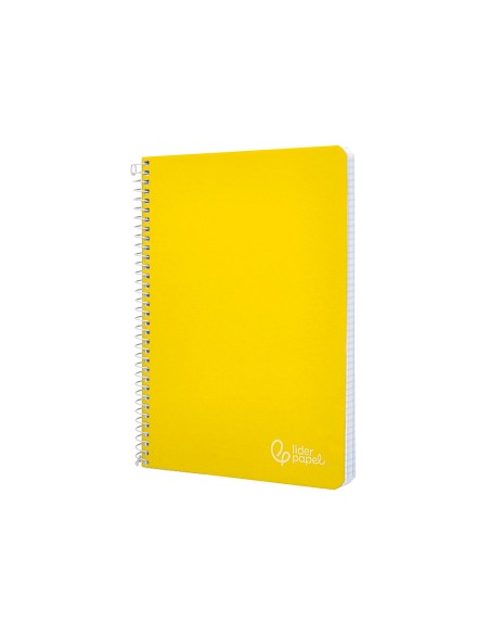 Cuaderno espiral liderpapel din a5 witty tapa dura 80h 90gr cuadro 4mm con margen color amarillo