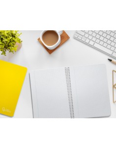 Cuaderno espiral liderpapel din a5 witty tapa dura 80h 90gr cuadro 4mm con margen color amarillo