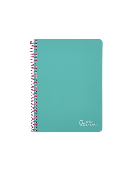 Cuaderno espiral liderpapel din a5 witty tapa dura 80h 90gr cuadro 4mm con margen color turquesa