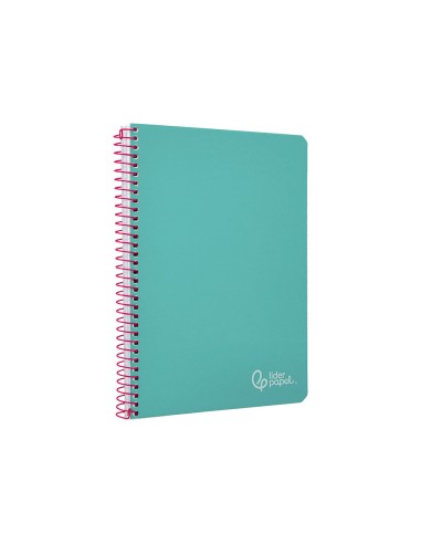 Cuaderno espiral liderpapel din a5 witty tapa dura 80h 90gr cuadro 4mm con margen color turquesa