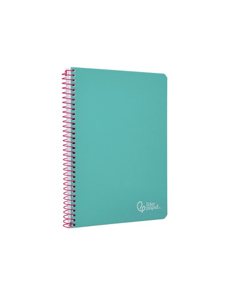 Cuaderno espiral liderpapel din a5 witty tapa dura 80h 90gr cuadro 4mm con margen color turquesa