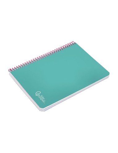 Cuaderno espiral liderpapel din a5 witty tapa dura 80h 90gr cuadro 4mm con margen color turquesa
