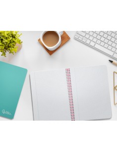 Cuaderno espiral liderpapel din a5 witty tapa dura 80h 90gr cuadro 4mm con margen color turquesa