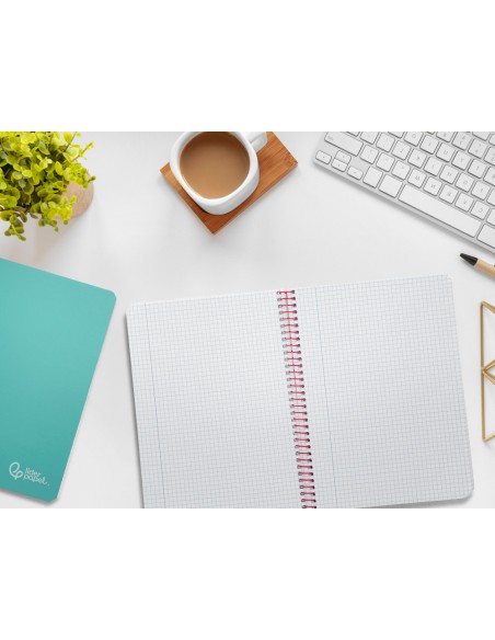 Cuaderno espiral liderpapel din a5 witty tapa dura 80h 90gr cuadro 4mm con margen color turquesa