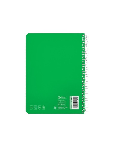 Cuaderno espiral liderpapel din a5 witty tapa dura 80h 90gr cuadro 4mm con margen color verde