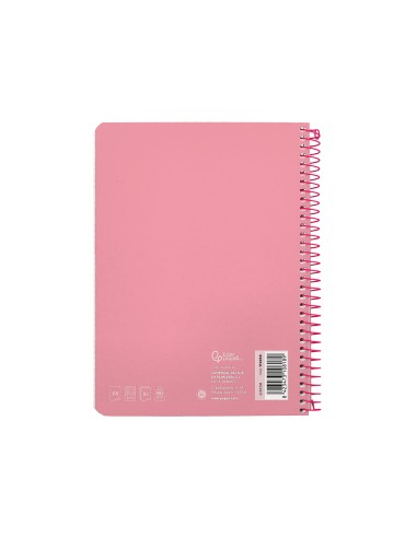 Cuaderno espiral liderpapel din a5 witty tapa dura 80h 90gr cuadro 4mm con margen color rosa