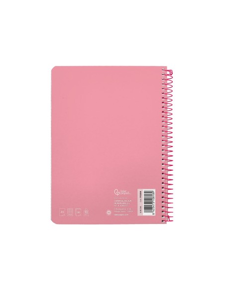 Cuaderno espiral liderpapel din a5 witty tapa dura 80h 90gr cuadro 4mm con margen color rosa