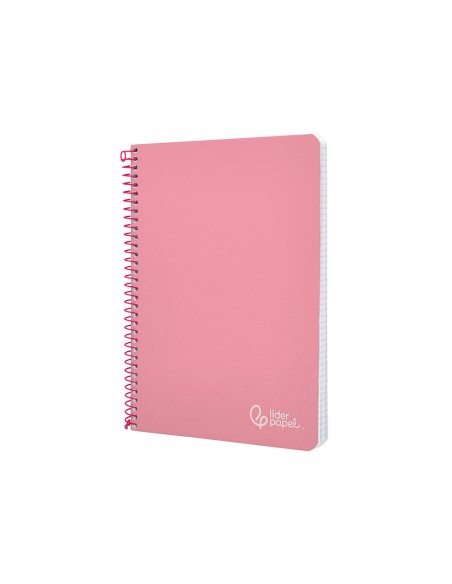 Cuaderno espiral liderpapel din a5 witty tapa dura 80h 90gr cuadro 4mm con margen color rosa