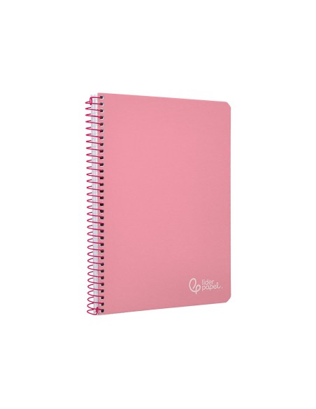 Cuaderno espiral liderpapel din a5 witty tapa dura 80h 90gr cuadro 4mm con margen color rosa