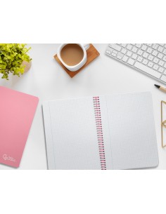 Cuaderno espiral liderpapel din a5 witty tapa dura 80h 90gr cuadro 4mm con margen color rosa