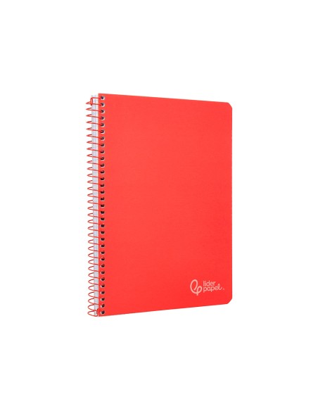 Cuaderno espiral liderpapel din a5 witty tapa dura 80h 90gr cuadro 4mm con margen color rojo