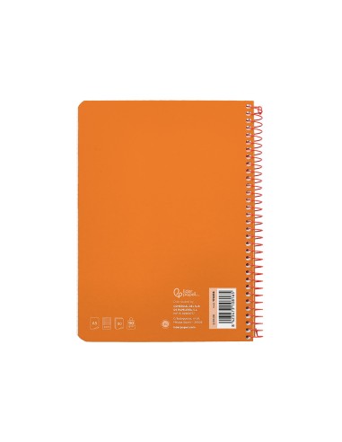 Cuaderno espiral liderpapel din a5 witty tapa dura 80h 90gr cuadro 4mm con margen color naranja