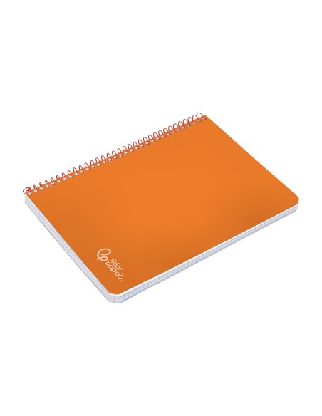 Cuaderno espiral liderpapel din a5 witty tapa dura 80h 90gr cuadro 4mm con margen color naranja