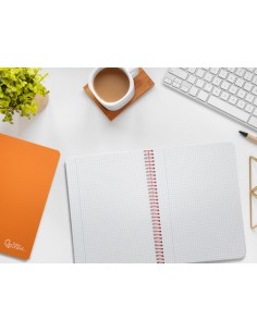 Cuaderno espiral liderpapel din a5 witty tapa dura 80h 90gr cuadro 4mm con margen color naranja