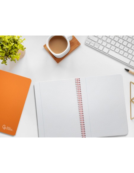 Cuaderno espiral liderpapel din a5 witty tapa dura 80h 90gr cuadro 4mm con margen color naranja