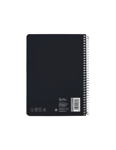 Cuaderno espiral liderpapel din a5 witty tapa dura 80h 90gr cuadro 4mm con margen color negro