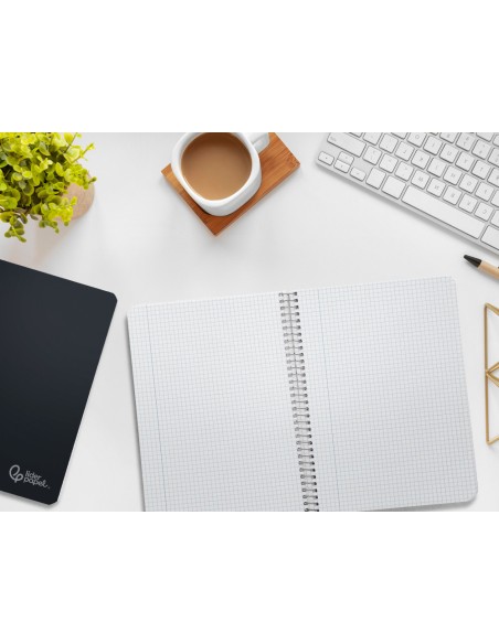 Cuaderno espiral liderpapel din a5 witty tapa dura 80h 90gr cuadro 4mm con margen color negro