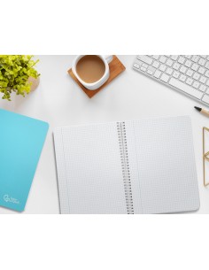 Cuaderno espiral liderpapel din a5 witty tapa dura 80h 90gr cuadro 4mm con margen color azul