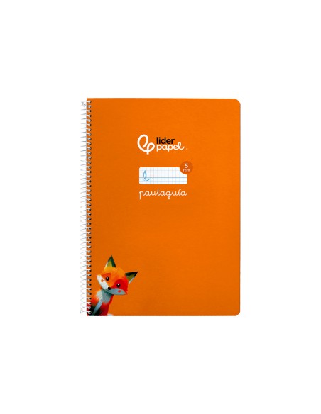 Cuaderno espiral liderpapel di n a4 pautaguia tapa blanda 80h 75 gr cuadro pautado 5mm color naranja