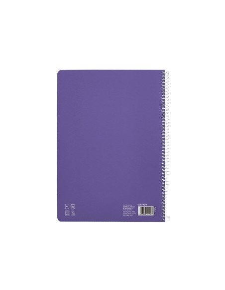 Cuaderno espiral liderpapel di n a4 pautaguia tapa blanda 80h 75 gr cuadro pautado 5mm color lila