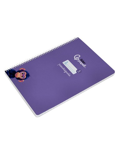 Cuaderno espiral liderpapel di n a4 pautaguia tapa blanda 80h 75 gr cuadro pautado 5mm color lila