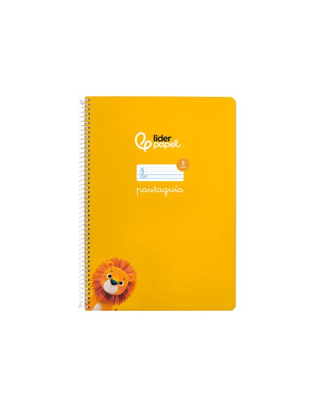 Cuaderno espiral liderpapel di n a4 pautaguia tapa blanda 80h 75 gr cuadro pautado 5mm color amarillo
