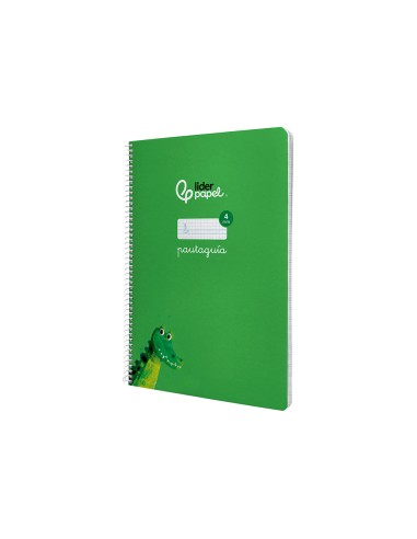 Cuaderno espiral liderpapel di n a4 pautaguia tapa blanda 80h 75 gr cuadro pautado 4mm color verde