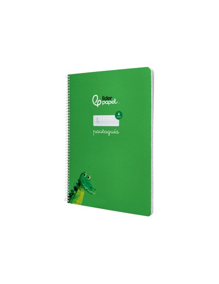 Cuaderno espiral liderpapel di n a4 pautaguia tapa blanda 80h 75 gr cuadro pautado 4mm color verde