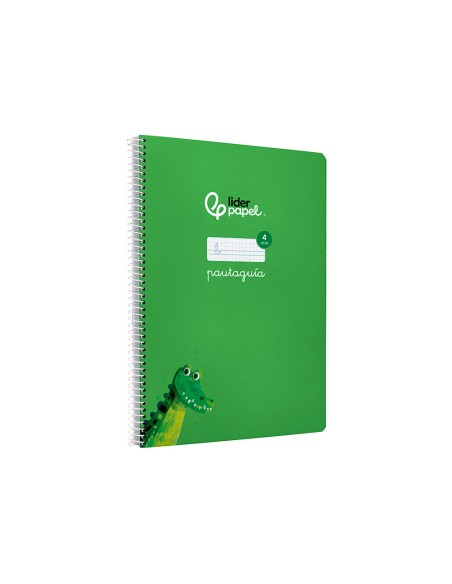 Cuaderno espiral liderpapel di n a4 pautaguia tapa blanda 80h 75 gr cuadro pautado 4mm color verde