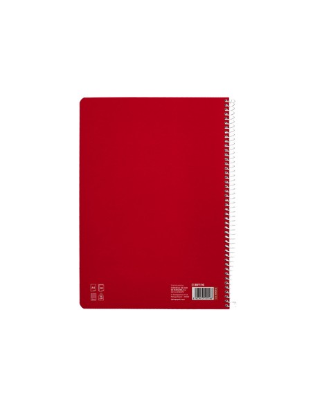 Cuaderno espiral liderpapel di n a4 pautaguia tapa blanda 80h 75 gr cuadro pautado 4mm color rojo