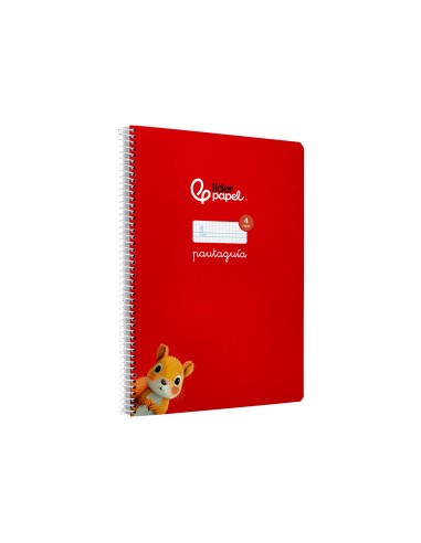 Cuaderno espiral liderpapel di n a4 pautaguia tapa blanda 80h 75 gr cuadro pautado 4mm color rojo