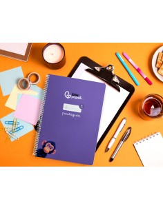 Cuaderno espiral liderpapel di n a4 pautaguia tapa blanda 80h 75 gr cuadro pautado 4mm color lila