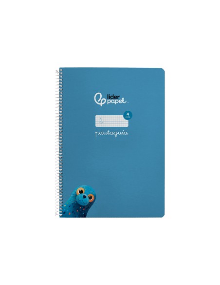 Cuaderno espiral liderpapel di n a4 pautaguia tapa blanda 80h 75 gr cuadro pautado 4mm color azul