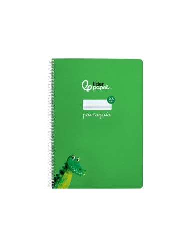Cuaderno espiral liderpapel di n a4 pautaguia tapa blanda 80h 75 gr cuadro pautado 25mm color verde