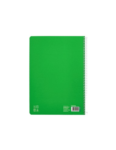Cuaderno espiral liderpapel di n a4 pautaguia tapa blanda 80h 75 gr cuadro pautado 25mm color verde