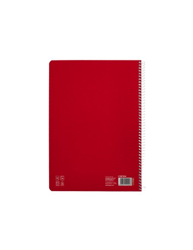 Cuaderno espiral liderpapel di n a4 pautaguia tapa blanda 80h 75 gr cuadro pautado 25mm color rojo