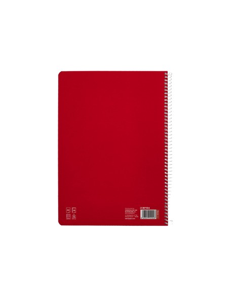 Cuaderno espiral liderpapel di n a4 pautaguia tapa blanda 80h 75 gr cuadro pautado 25mm color rojo