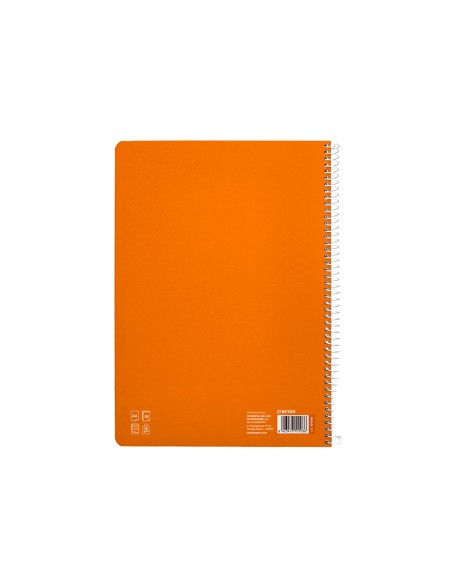 Cuaderno espiral liderpapel di n a4 pautaguia tapa blanda 80h 75 gr cuadro pautado 25mm color naranja