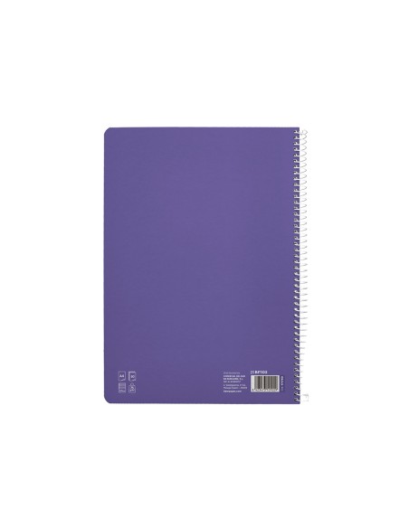 Cuaderno espiral liderpapel di n a4 pautaguia tapa blanda 80h 75 gr cuadro pautado 25mm color lila