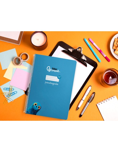Cuaderno espiral liderpapel di n a4 pautaguia tapa blanda 80h 75 gr cuadro pautado 25mm color azul