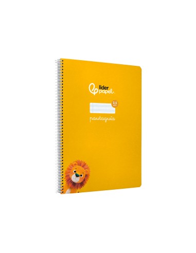 Cuaderno espiral liderpapel di n a4 pautaguia tapa blanda 80h 75 gr cuadro pautado 25mm color amarillo