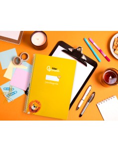 Cuaderno espiral liderpapel di n a4 pautaguia tapa blanda 80h 75 gr cuadro pautado 25mm color amarillo