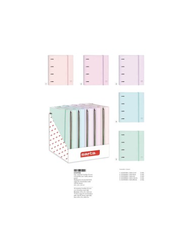 Carpeta 4 anillas 35 mm safta din a4 tapa forrada recambio 100 h cuadro 5 mm stationery expositor 10 unidades surtidas