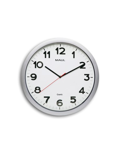 Reloj maul step de pared redondo 40 cm diametro electrico color plata