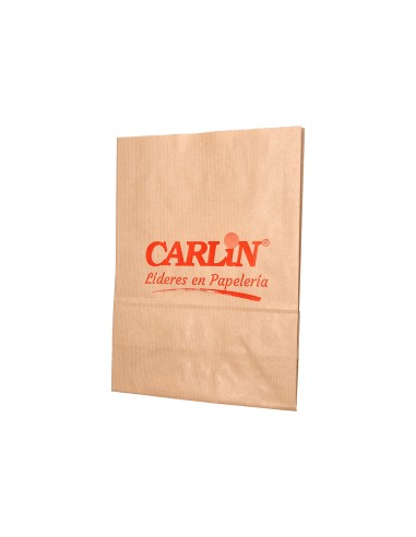 Bolsa kraft verjurado asa plana carlin 32x12x41 cm 90 gr caja de 250 unidades